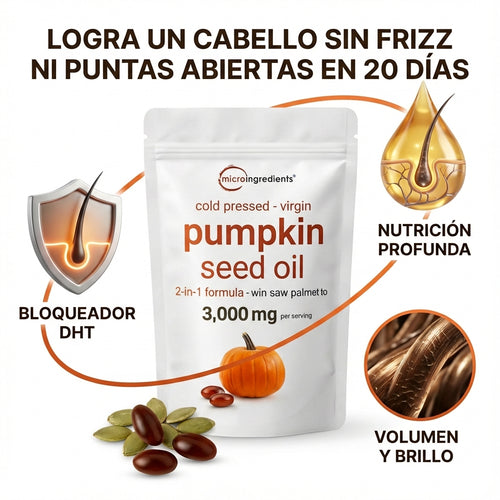 Aceite de calabaza Pupmpkin® - Cabello sin frizz ni puntas abiertas, reduce la caída.
